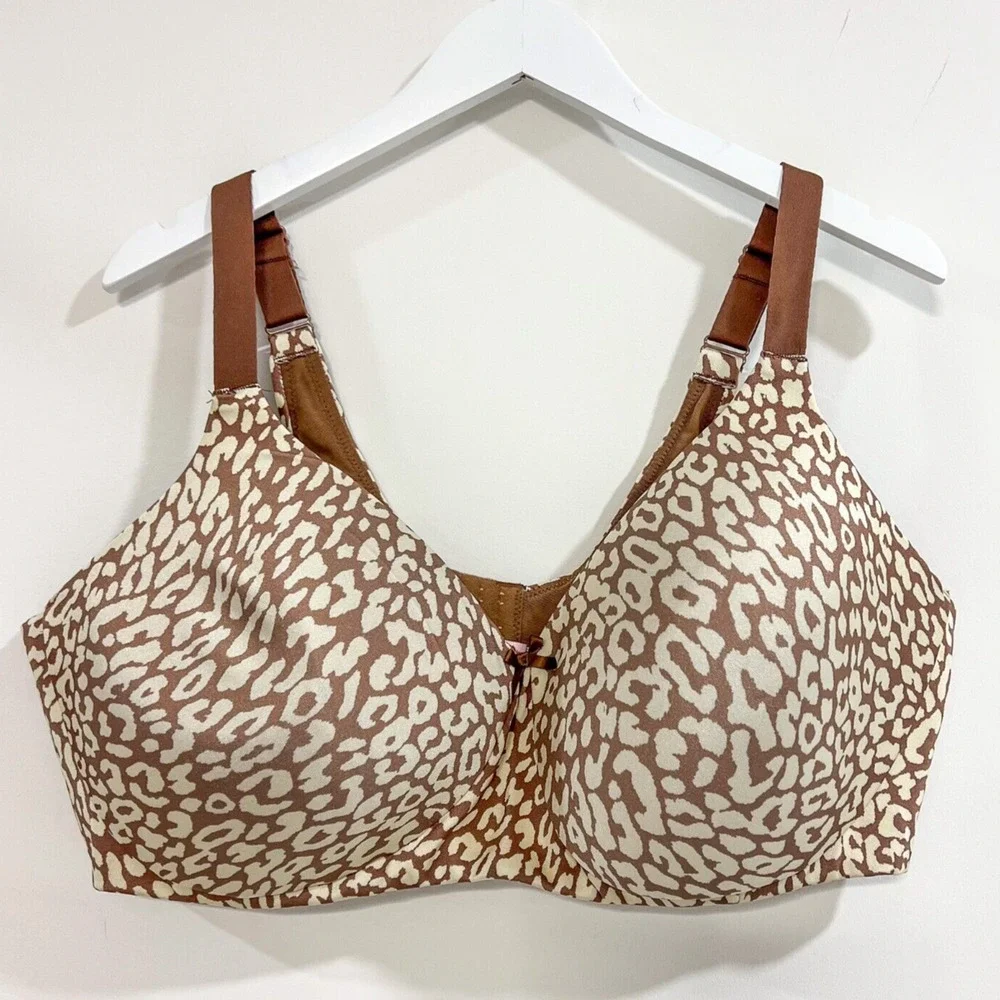 Comfort Choice Women's 46DD Back Smoothing Wireless T-Shirt Bra Animal Print - Picture 1 of 9